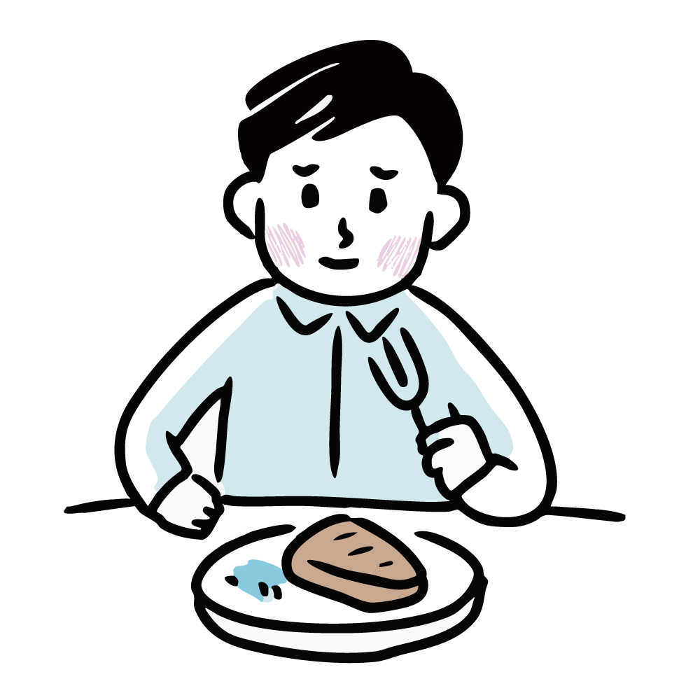 ステーキを食べる男性のイラスト