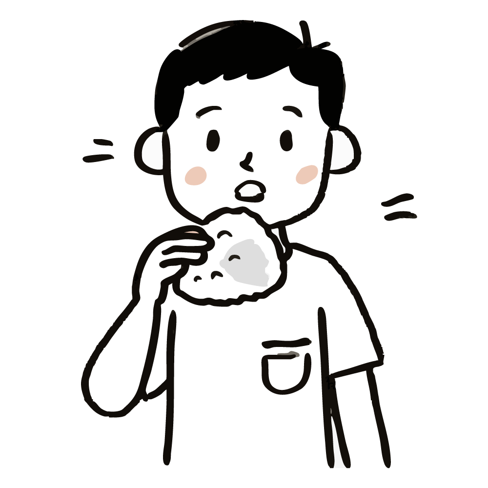 おにぎりを食べる男性のイラスト