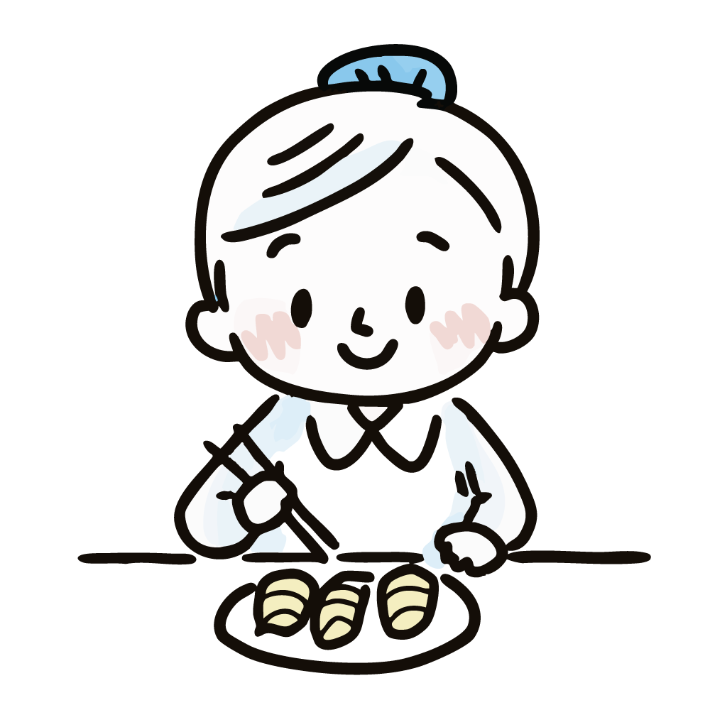 お寿司を食べる女の子のイラスト
