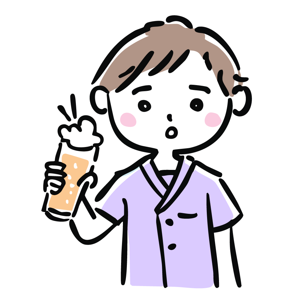 泡の立ったビールを持つ男性のイラスト