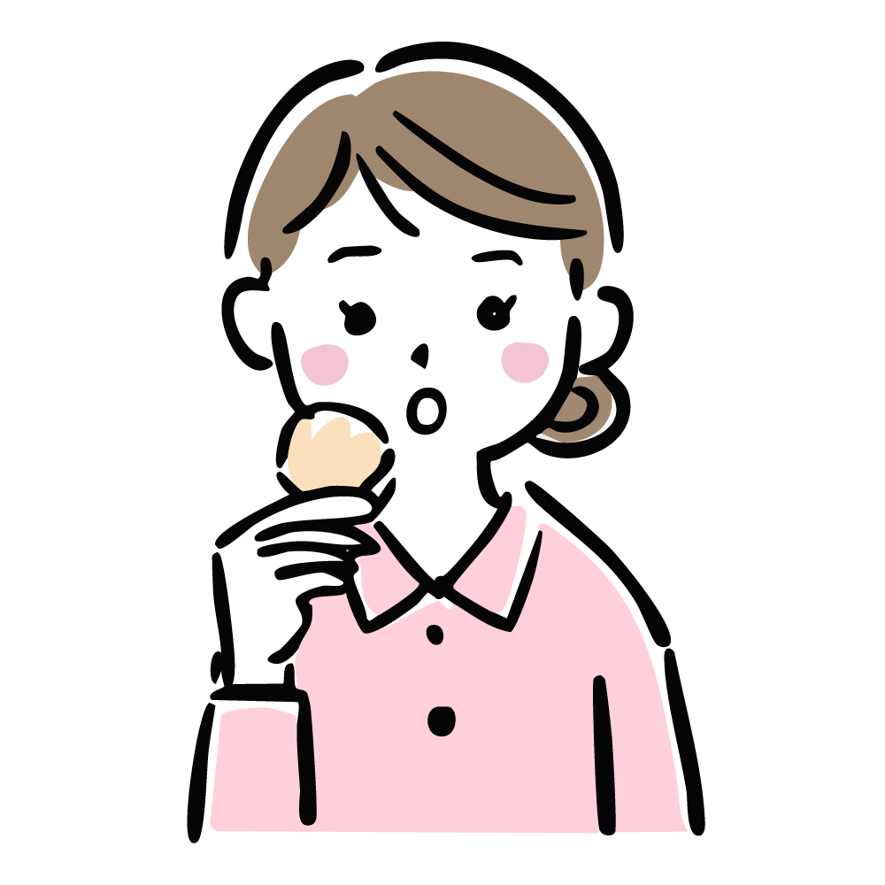 パンを食べる女性のイラスト