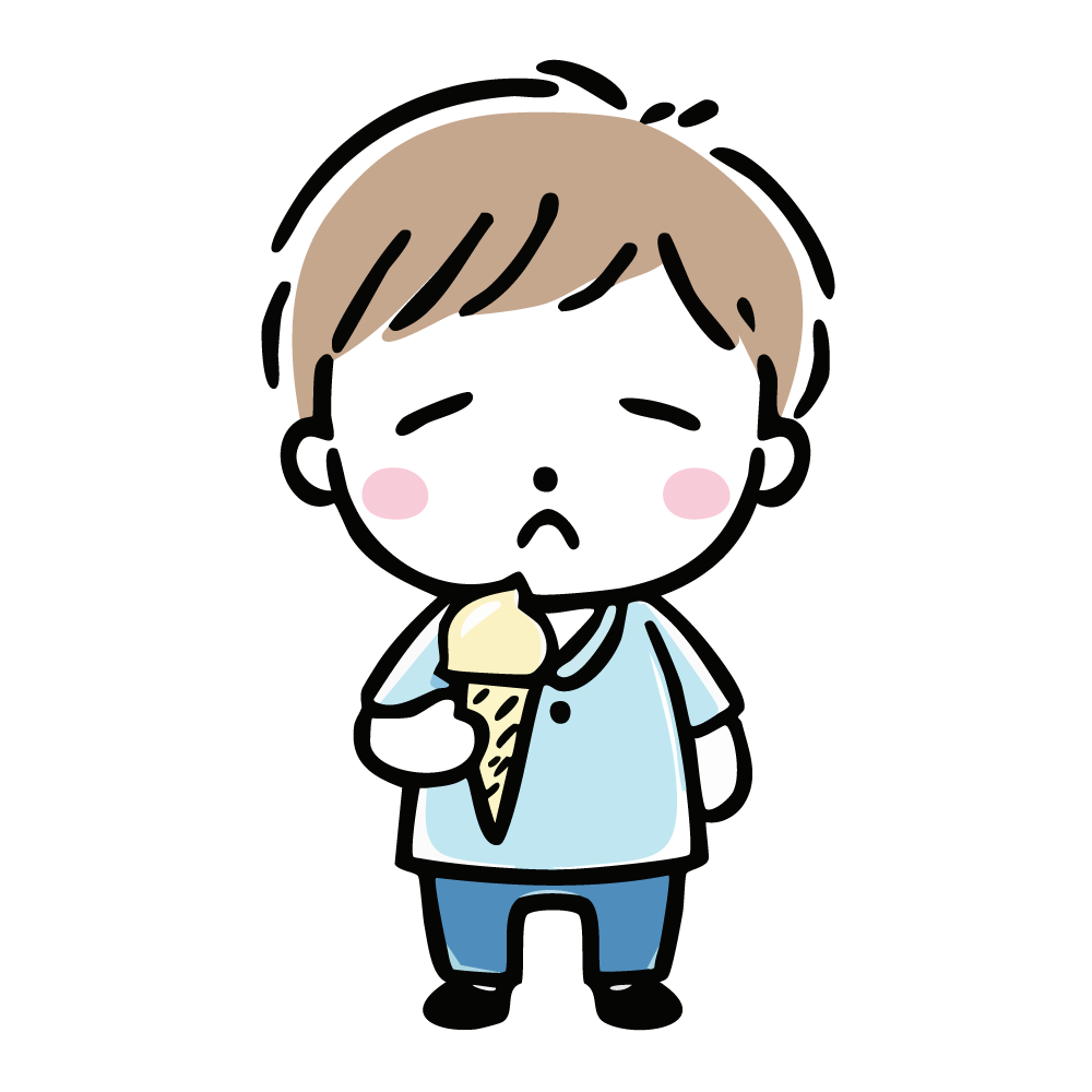 アイスクリームを食べる男の子のイラスト