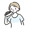 ホットドッグを美味しそうに食べる女性のイラスト。