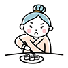 お寿司を食べる怒った女性のイラスト