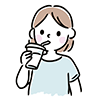 ストローでドリンクを飲む女性のイラスト