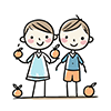 みかんと子供たちのイラスト
