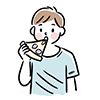 ピザを食べる男性のイラスト