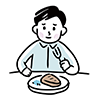 ステーキを食べる男性のイラスト
