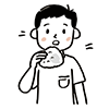 おにぎりを食べる男性のイラスト