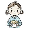 ポテトチップスを持つ女の子のイラスト