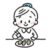 お寿司を食べる女の子のイラスト