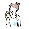 タンクトップ姿でドリンクを飲む女性のイラスト