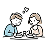 食事をする夫婦のイラスト