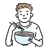ラーメンを食べる男性のイラスト