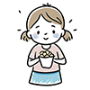 お菓子を持つ女の子のイラスト