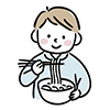ラーメンを食べる男の子のイラスト