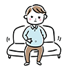 食べ過ぎてお腹をさする男性のイラスト
