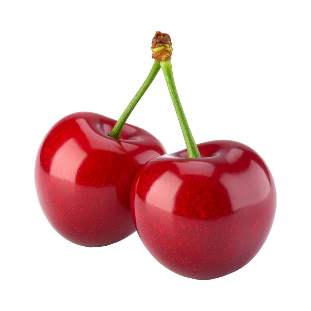 High-quality free illustration of two bright red cherries, transparent background