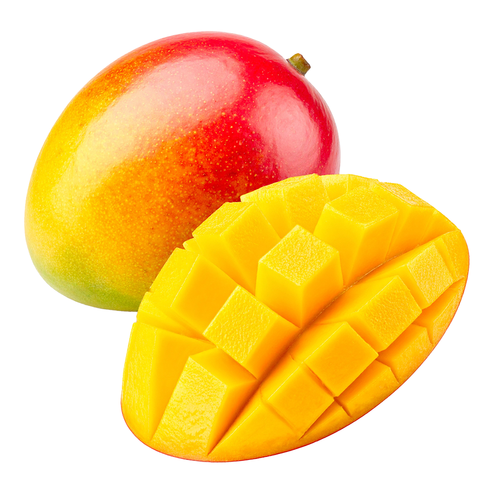 High-quality mango illustration with transparent background, half-cut mango and flesh