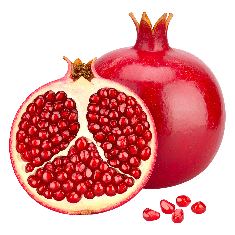 High-quality pomegranate illustration material with transparent background, pomegranate cut in half and pulp